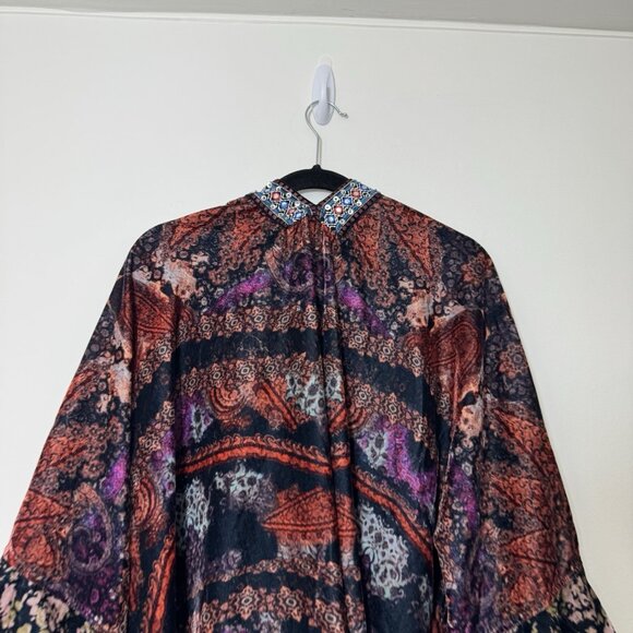 Soft Surroundings Velvet Kimono Wrap One Size Open Front Topper Jacket Boho New - Picture 7 of 8